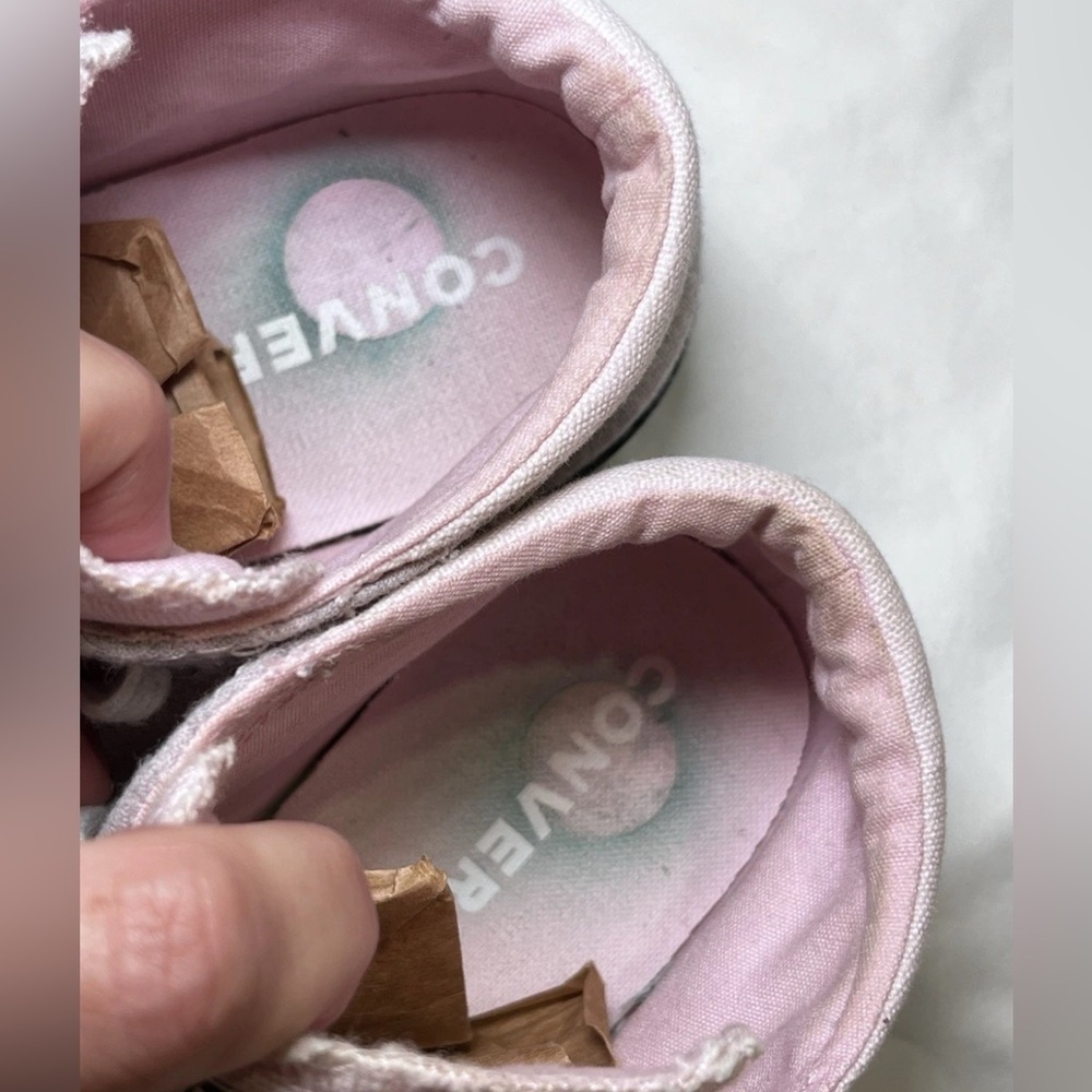 Converse Shoes Womens 8 Chuck Taylor All Star Sneakers Pink Gray Canvas High - Picture 10 of 12